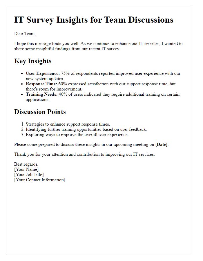 Letter template of IT survey insights for team discussions