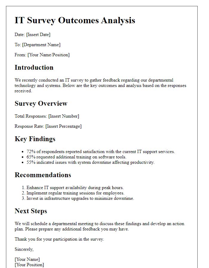 Letter template of IT survey outcomes for departmental analysis