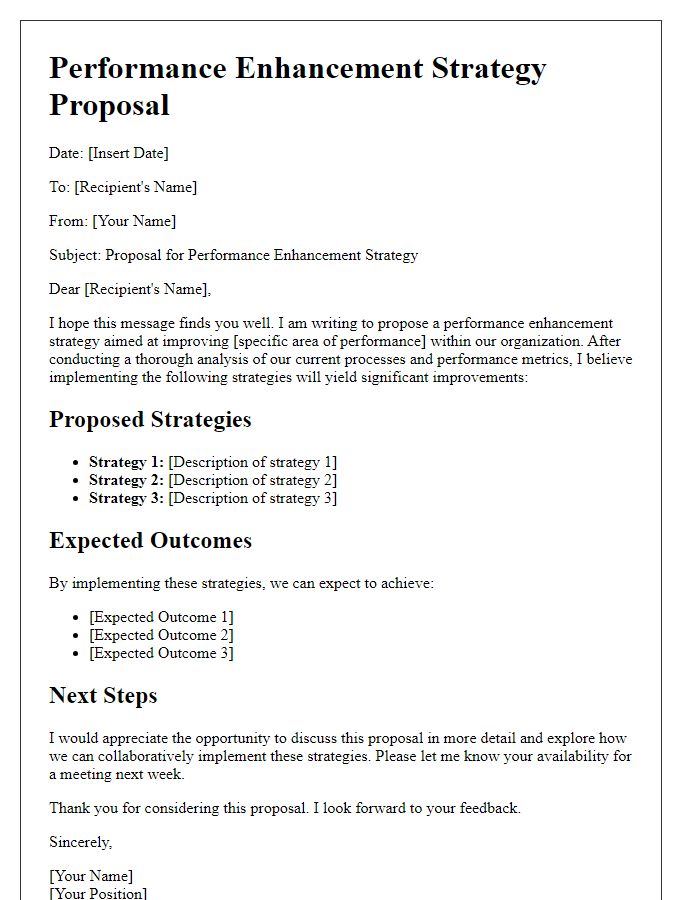 Letter template of performance enhancement strategy proposal