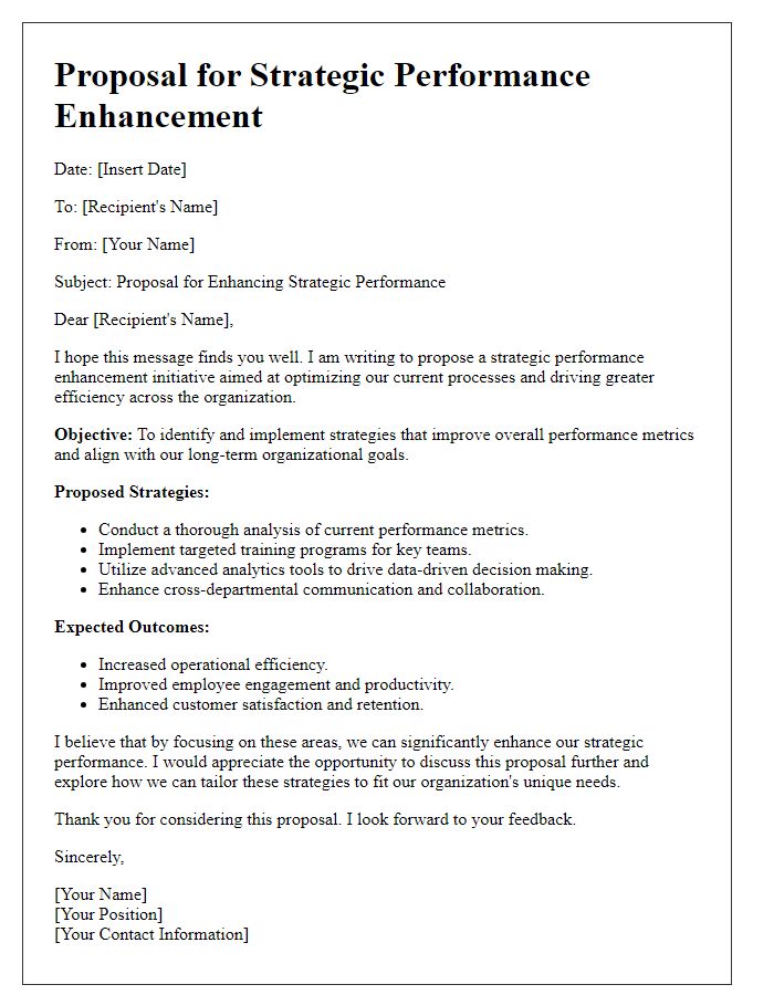 Letter template of strategic performance enhancement proposal