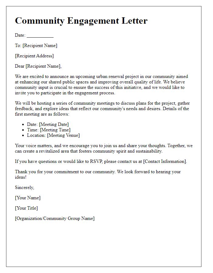 Letter template of community engagement in urban renewal