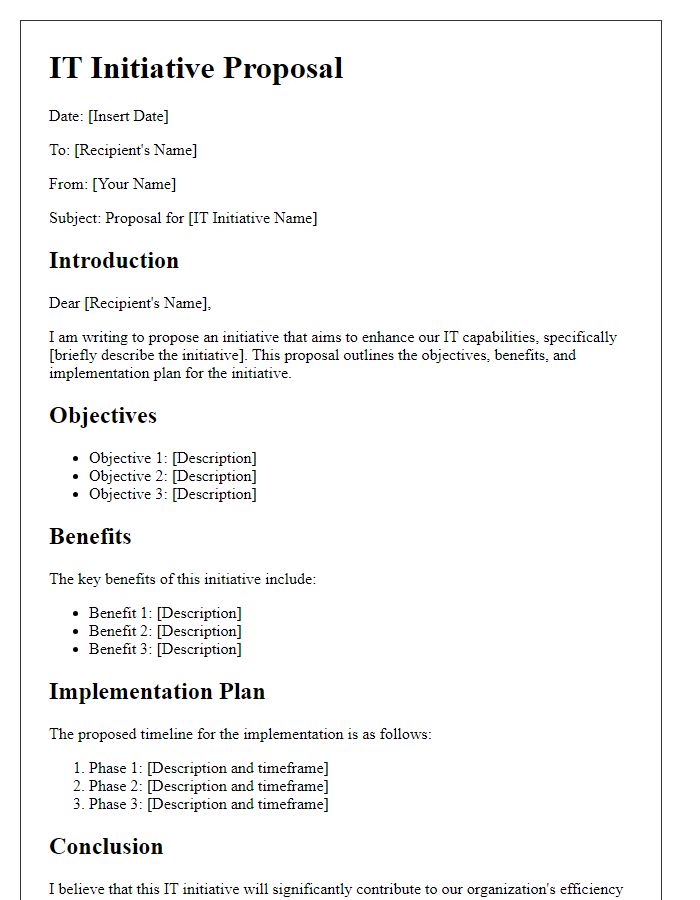 Letter template of IT initiative proposal