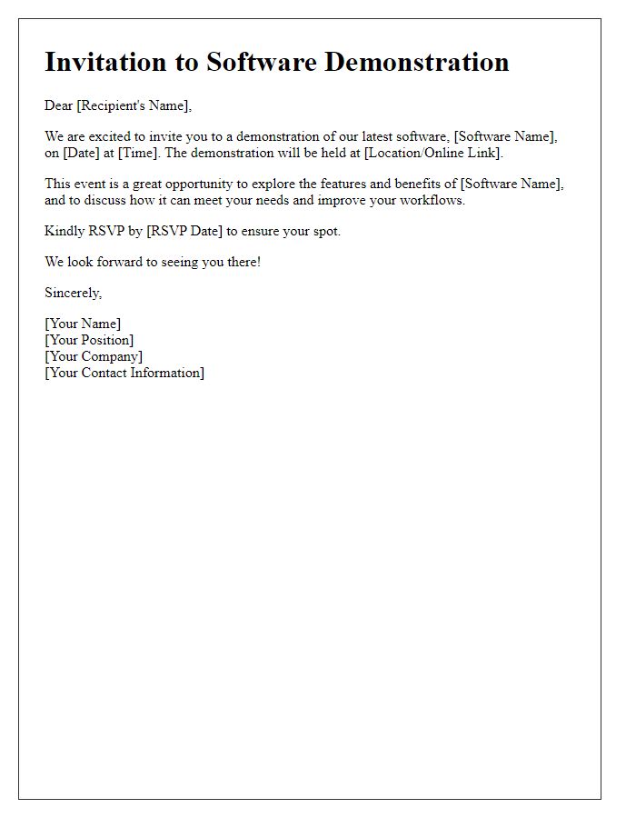 Letter template of invitation to software demonstration