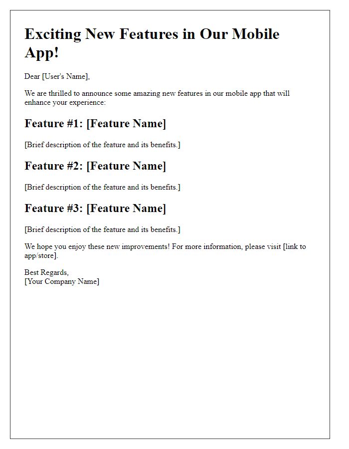 Letter template of mobile app feature highlight