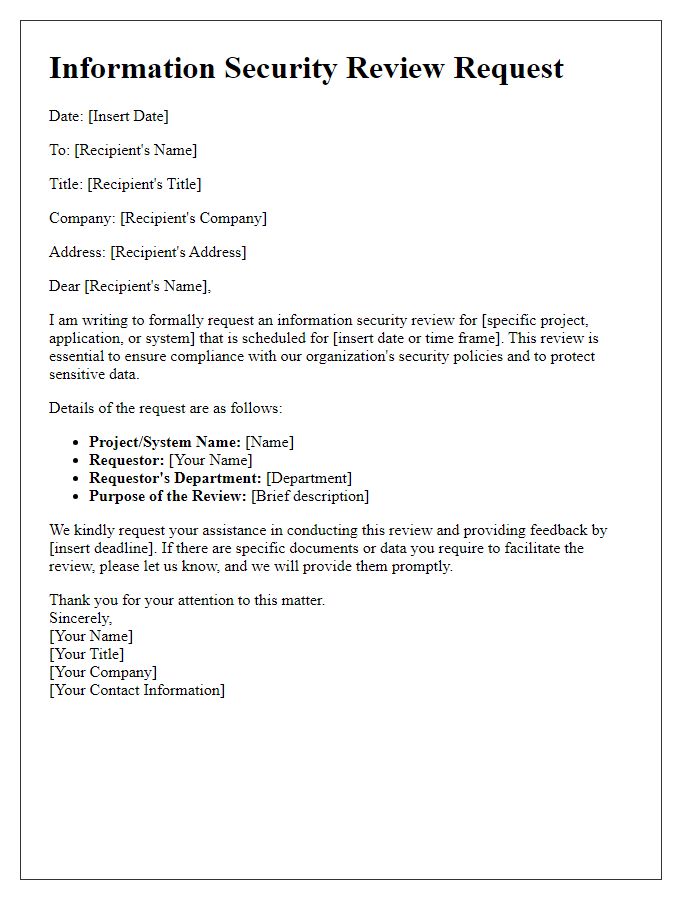 Letter template of information security review request