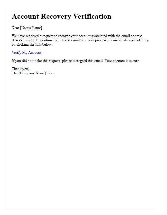 Letter template of user verification for account recovery.