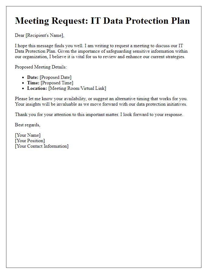 Letter template of IT data protection plan meeting request