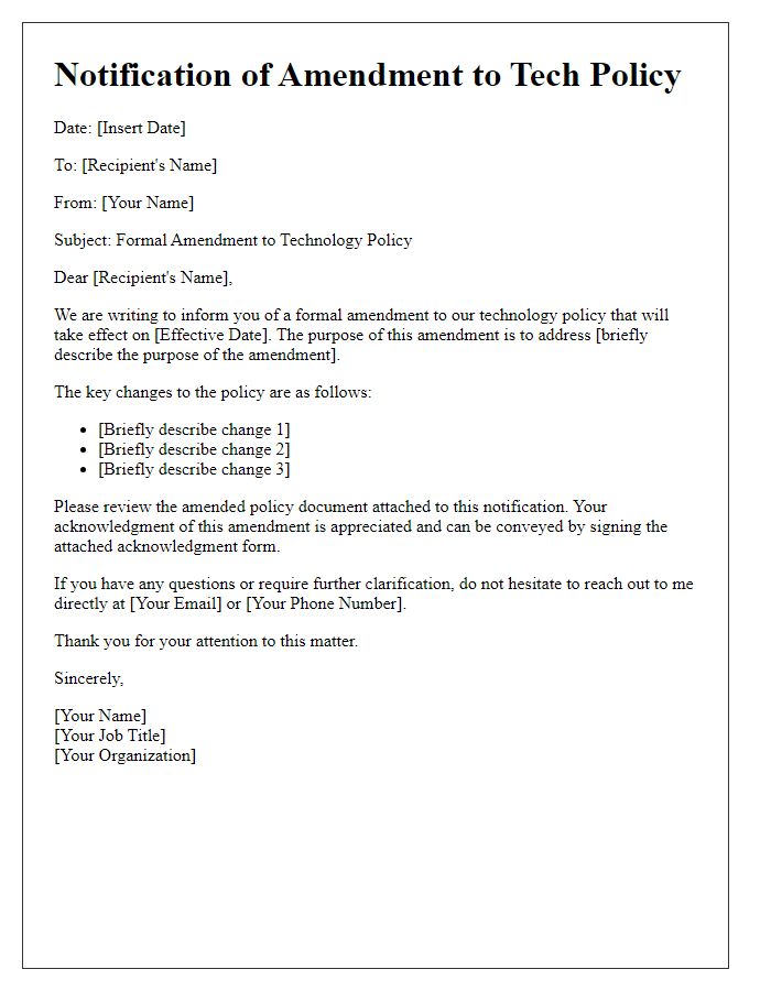 Letter template of tech policy formal amendment notification