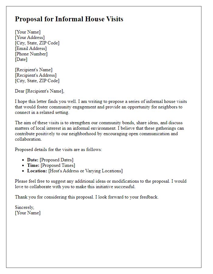 Letter template of proposal for informal house visits