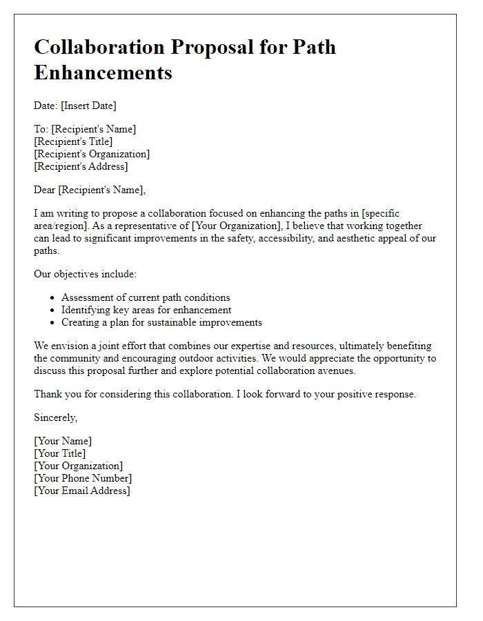 Letter template of collaboration proposal for path enhancements