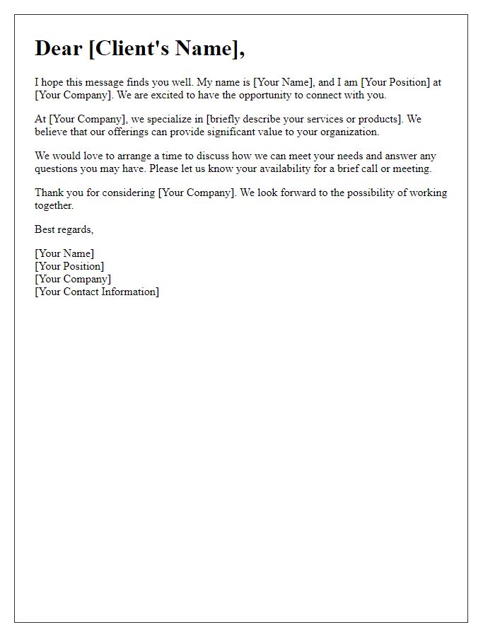 Letter template of greeting for prospective clients