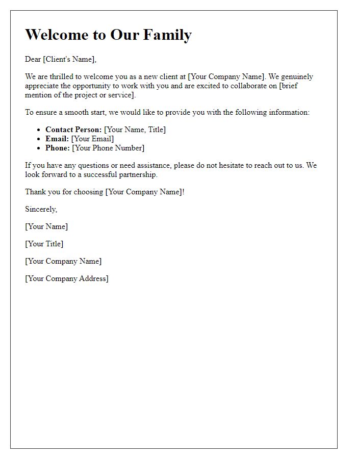 Letter template of reception for new business clients