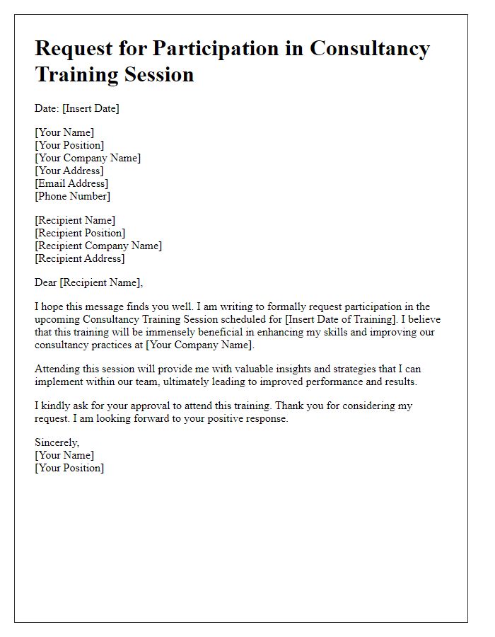 Letter template of consultancy training session participation request