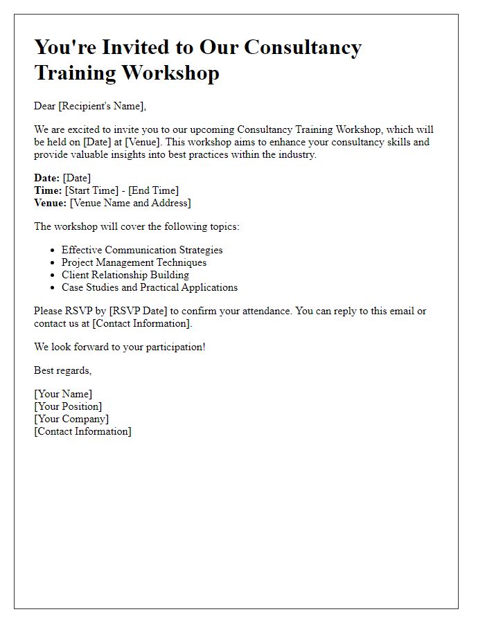 Letter template of consultancy training workshop invitation