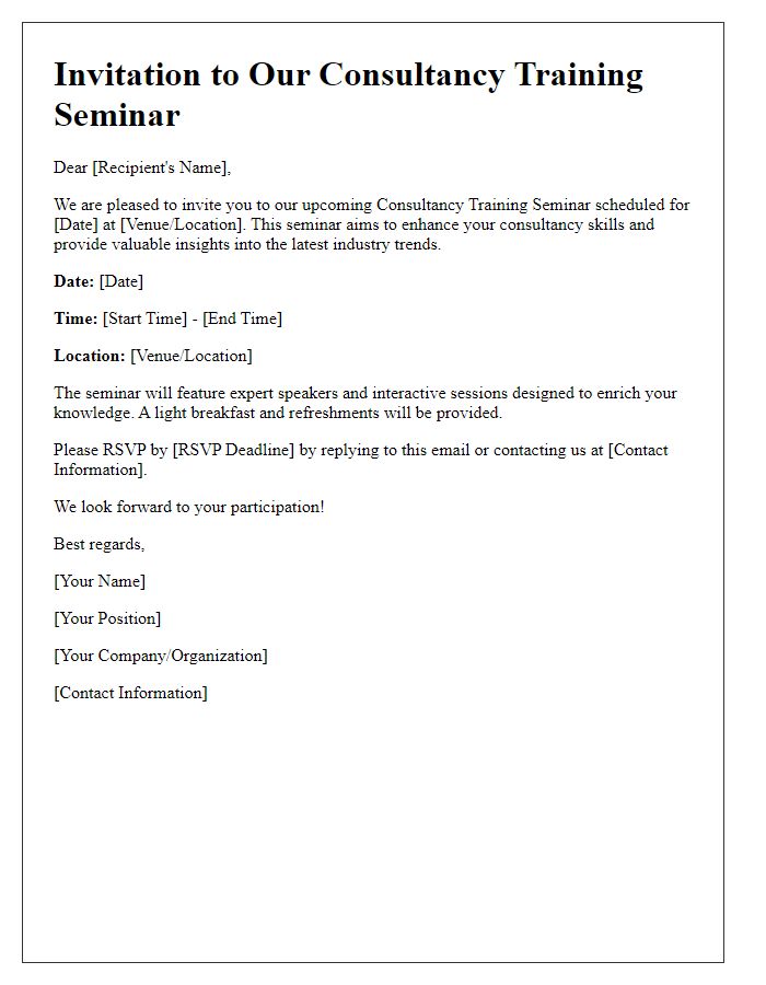 Letter template of invitation for consultancy training seminar