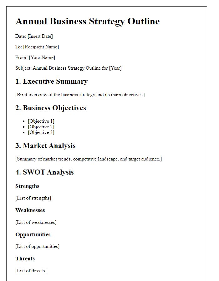 Letter template of annual business strategy outline