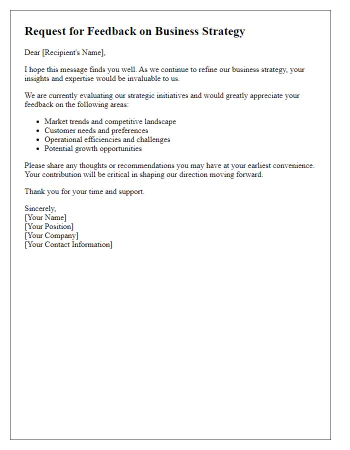 Letter template of business strategy feedback request