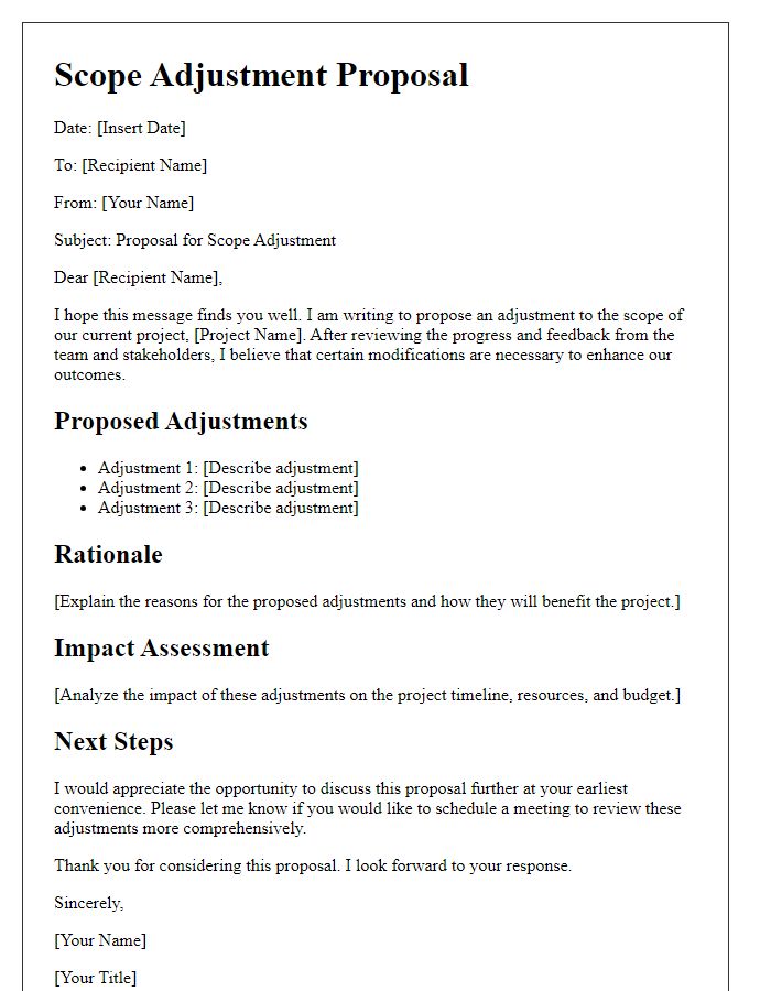 Letter template of Scope Adjustment Proposal