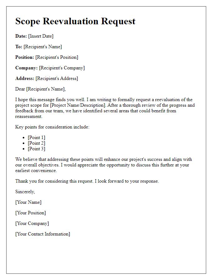 Letter template of Scope Reevaluation Request