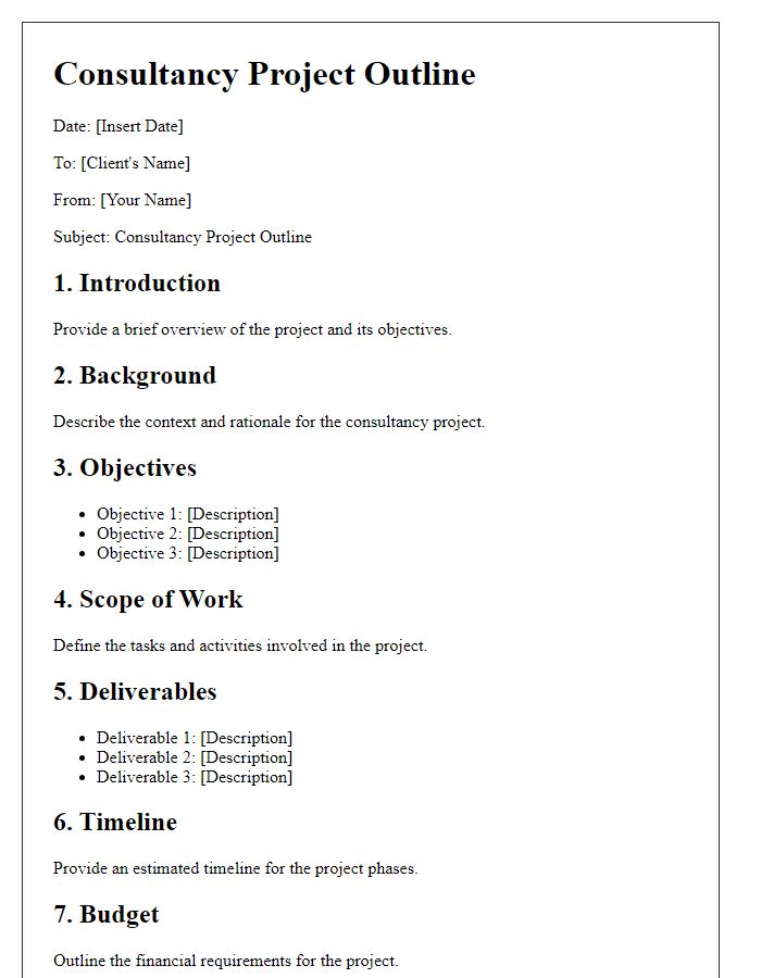 Letter template of consultancy project outline