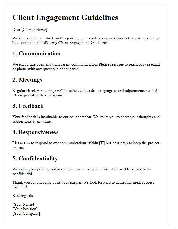 Letter template of Client Engagement Guidelines