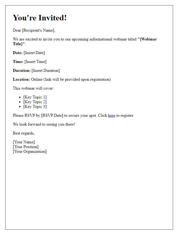 Letter template of Invitation to Attend Our Informational Webinar