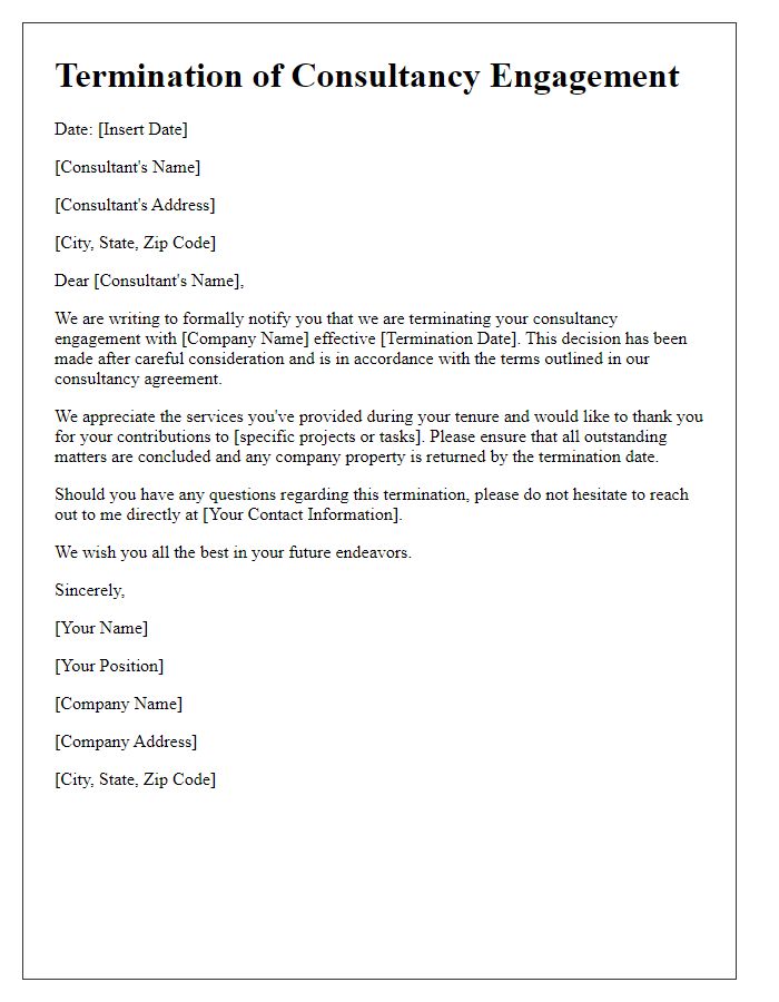 Letter template of termination letter for consultancy engagement