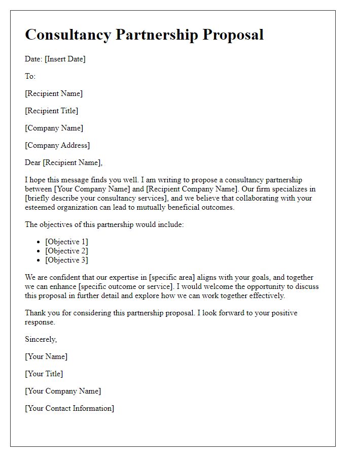 Letter template of consultancy partnership proposal