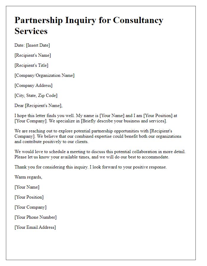 Letter template of partnership inquiry for consultancy services