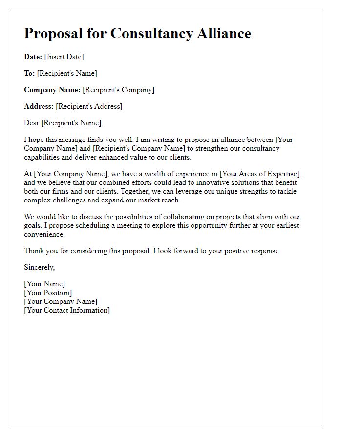 Letter template of proposal for consultancy alliance