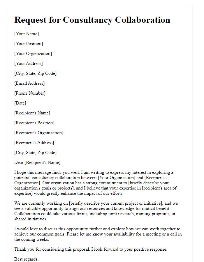 Letter template of request for consultancy collaboration