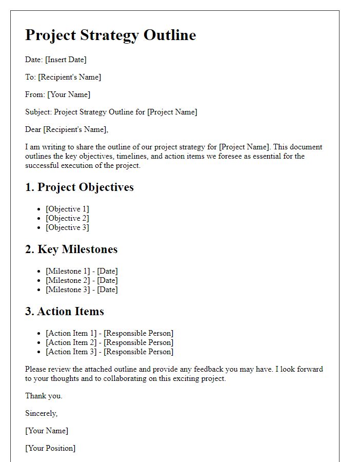 Letter template of project strategy outline correspondence