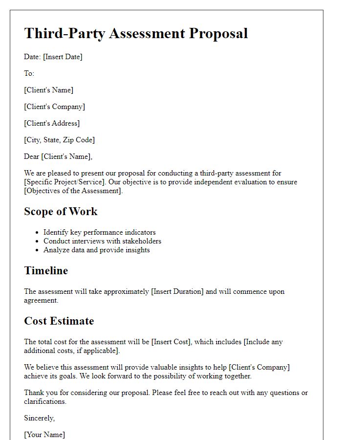 Letter template of third-party assessment proposal