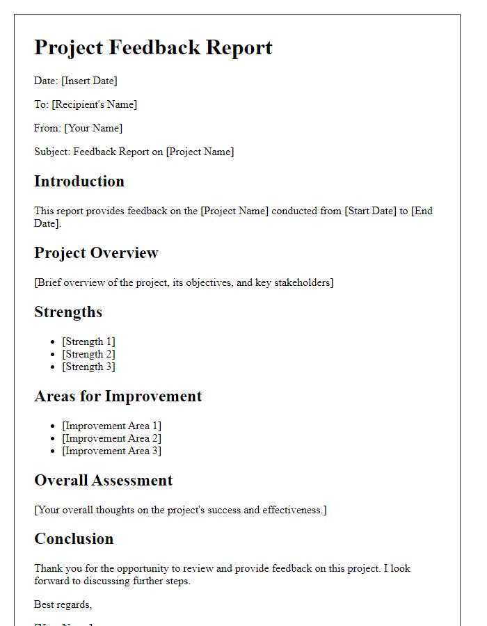 Letter template of project feedback report