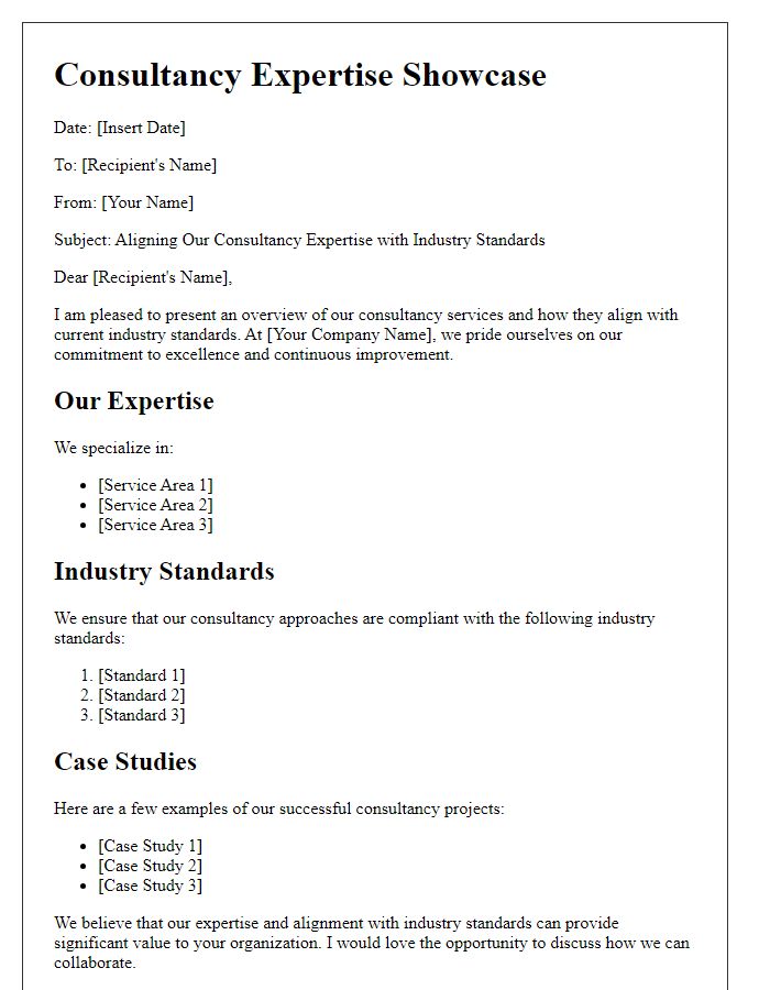 Letter template of Consultancy Expertise Showcase: Aligning with Industry Standards