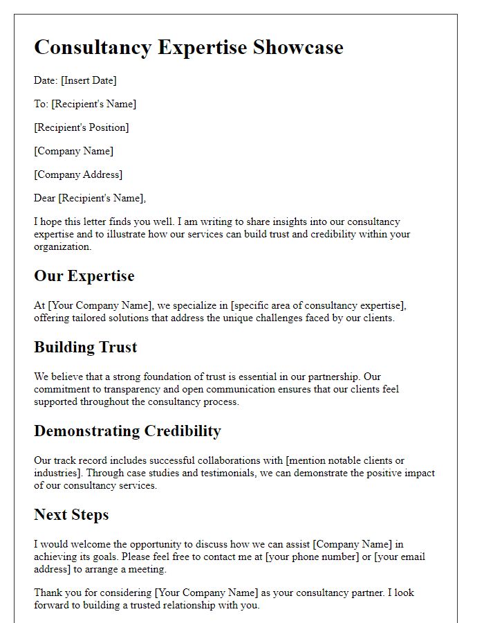 Letter template of Consultancy Expertise Showcase: Building Trust and Credibility