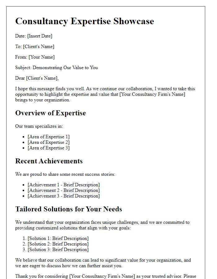 Letter template of Consultancy Expertise Showcase: Demonstrating Value to Clients