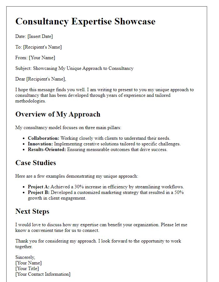 Letter template of Consultancy Expertise Showcase: Presenting Your Unique Approach