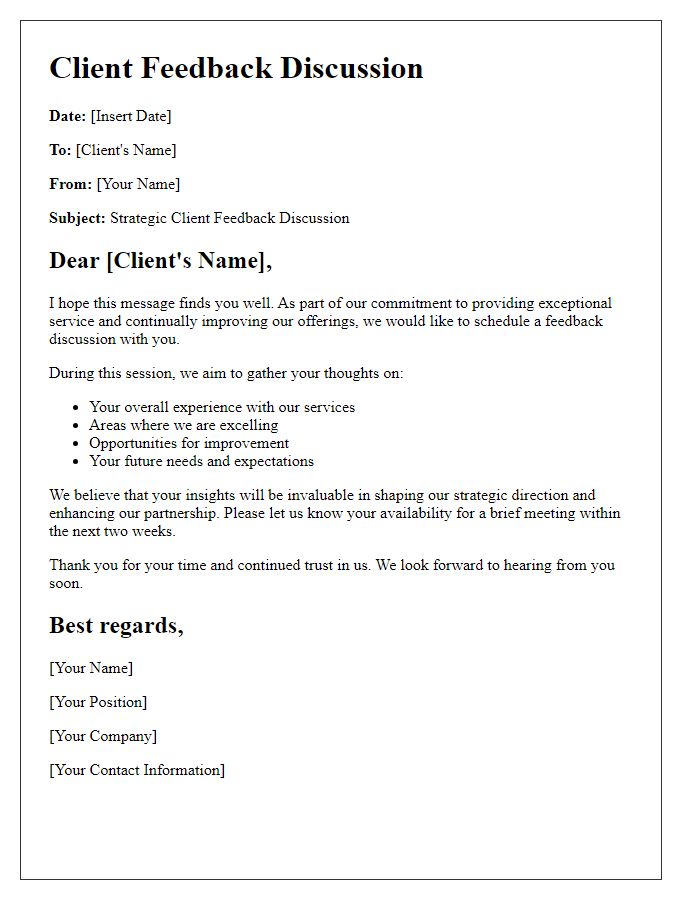 Letter template of strategic client feedback discussion