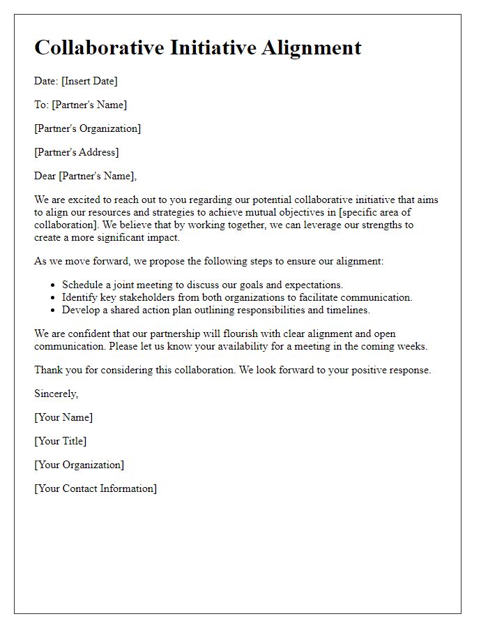 Letter template of collaborative initiative alignment for partners