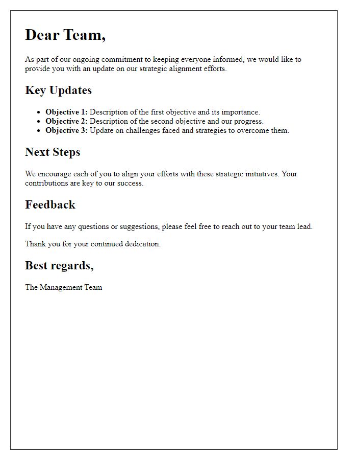 Letter template of strategic alignment updates for employees