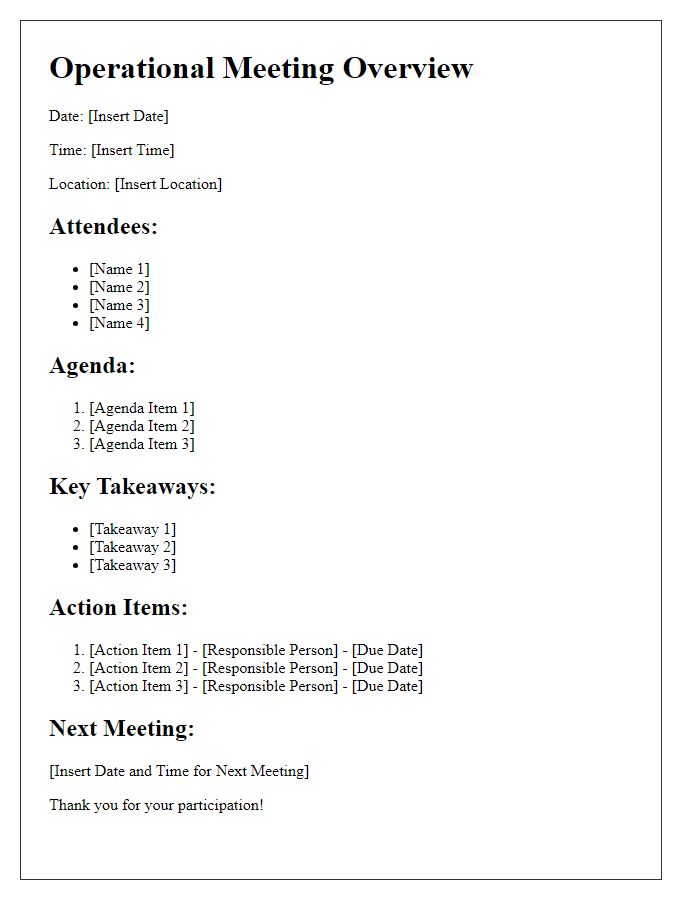 Letter template of operational meeting overview for clarity and follow-up