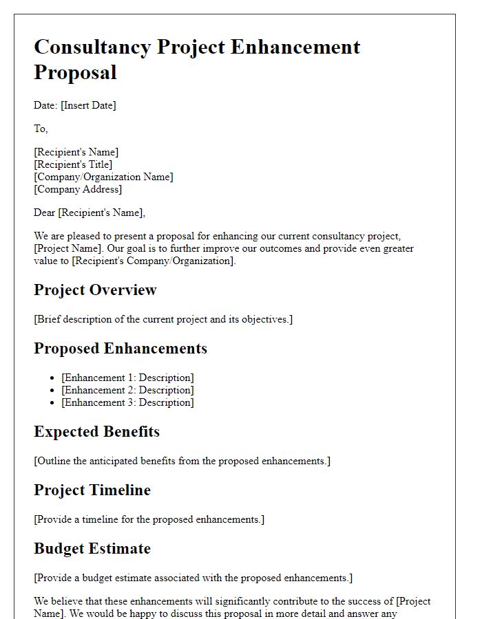 Letter template of consultancy project enhancement proposal.