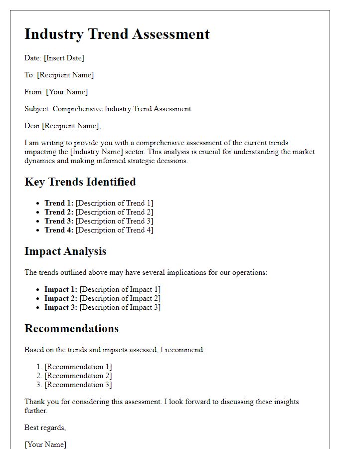 Letter template of comprehensive industry trend assessment