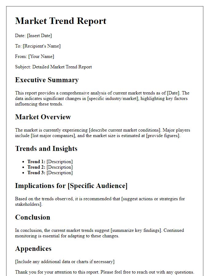 Letter template of detailed market trend report