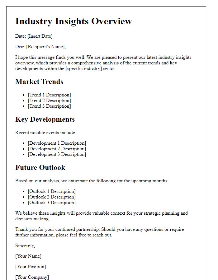 Letter template of industry insights overview