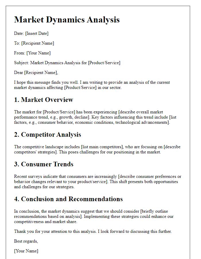 Letter template of market dynamics analysis