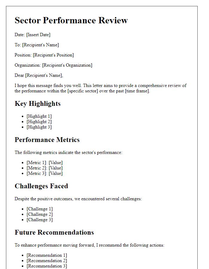 Letter template of sector performance review