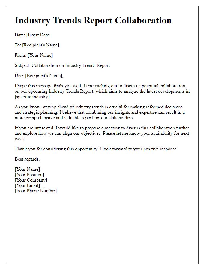 Letter template of industry trends report for collaboration.