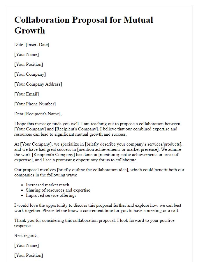 Letter template of collaboration proposal for mutual growth